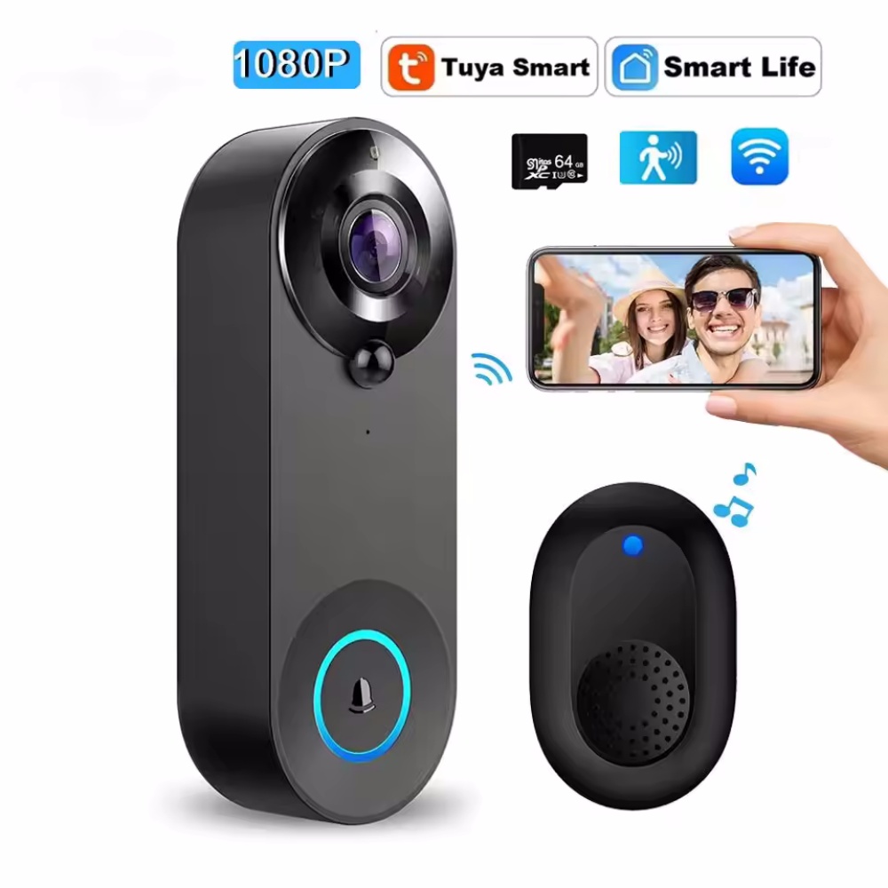 Home Security Camera Installation - Tuya 1080P беспроводной Wi-Fi дверной звонок