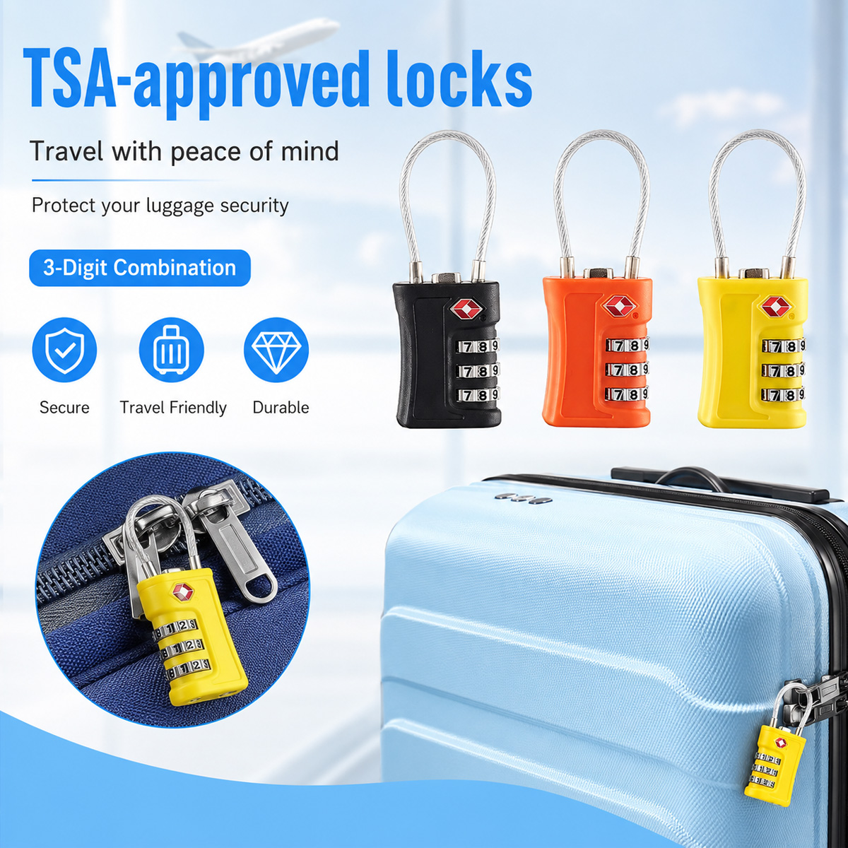 Home Security Locks - Замок для багажа, одобренный TSA, 3-значный