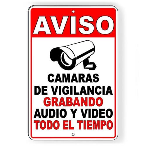 Home Yard Security Cameras - Винтажная металлическая жестяная табличка с испанским