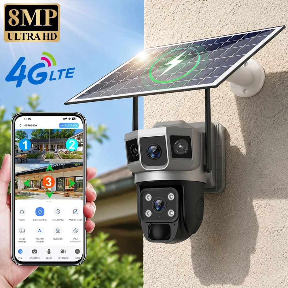 Home Security News - V380 4K 3 экрана 4G камера