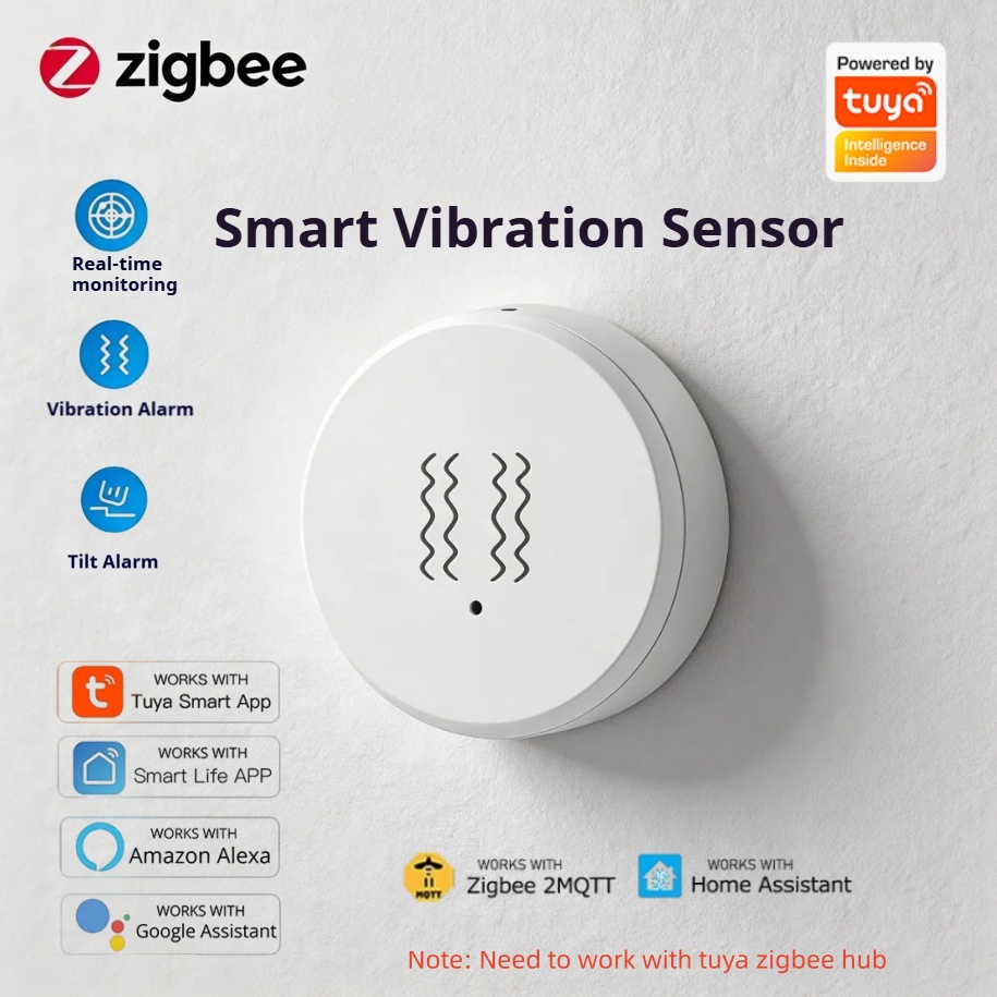 Home Security With Alarm - Умный датчик вибрации Tuya Zigbee: оповещение