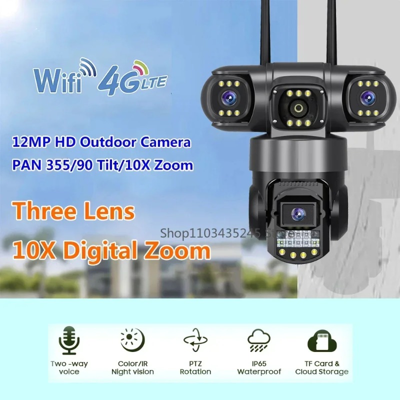 3-объективная 4G SIM камера бе – обзор и цена Home Yard Security Cameras