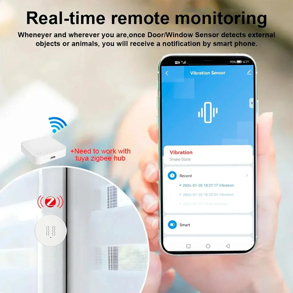 Умный датчик вибрации Tuya Zig – обзор и цена Home Security With Alarm